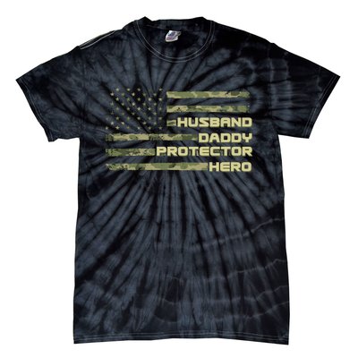 Husband Daddy Protection Hero US American Camo Flag Tie-Dye T-Shirt