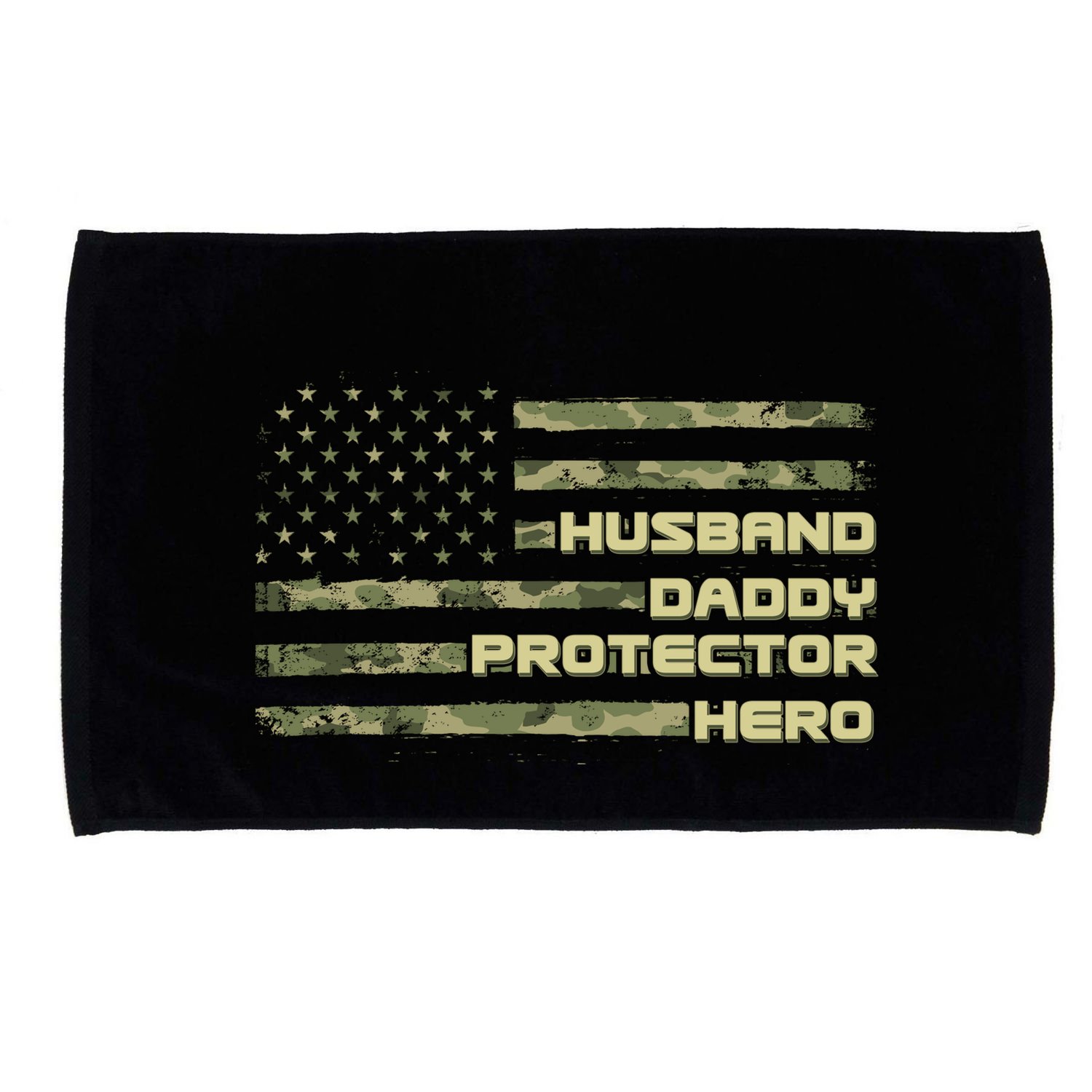 Husband Daddy Protection Hero US American Camo Flag Microfiber Hand Towel