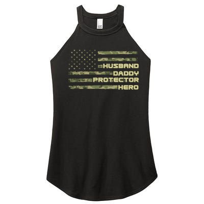 Husband Daddy Protection Hero US American Camo Flag Women's Perfect Tri Rocker Tank