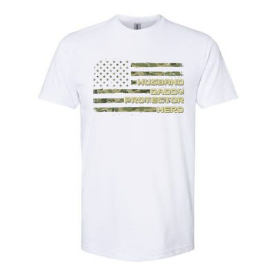 Husband Daddy Protection Hero US American Camo Flag Softstyle® CVC T-Shirt