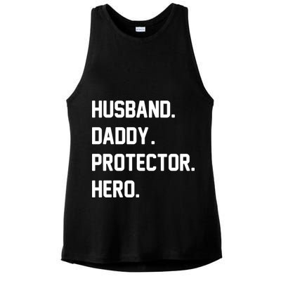 Husband Daddy Protector Hero Ladies PosiCharge Tri-Blend Wicking Tank