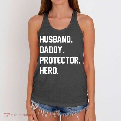 Husband Daddy Protector Hero Women's Knotted Racerback Tank
