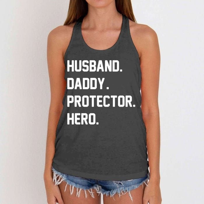 Husband Daddy Protector Hero Women's Knotted Racerback Tank
