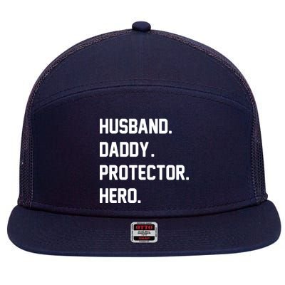 Husband Daddy Protector Hero 7 Panel Mesh Trucker Snapback Hat