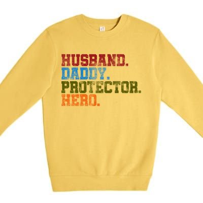 Husband Daddy Protector Hero Distressed Premium Crewneck Sweatshirt