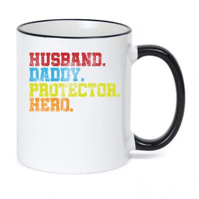 Husband Daddy Protector Hero Distressed 11oz Black Color Changing Mug