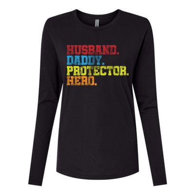 Husband Daddy Protector Hero Distressed Womens Cotton Relaxed Long Sleeve T-Shirt