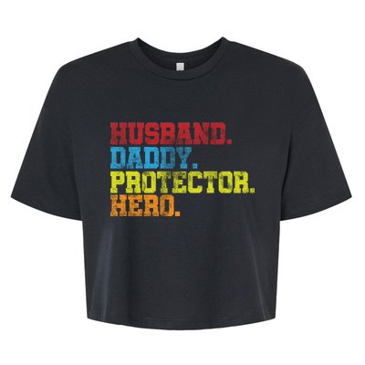 Husband Daddy Protector Hero Distressed Bella+Canvas Jersey Crop Tee