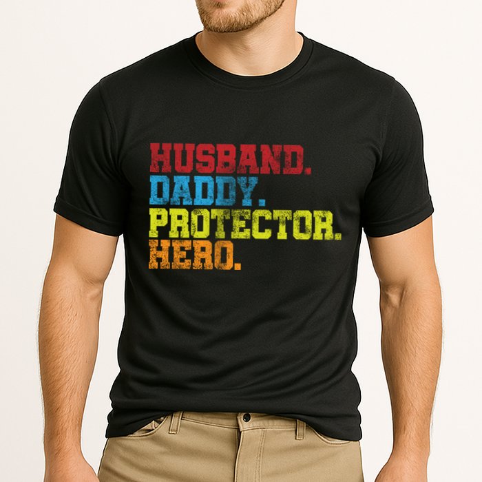 Husband Daddy Protector Hero Distressed Performance Shirt
