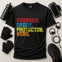 Husband Daddy Protector Hero Distressed Performance Shirt