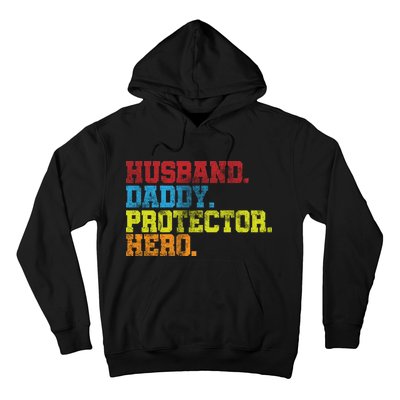 Husband Daddy Protector Hero Distressed Hoodie