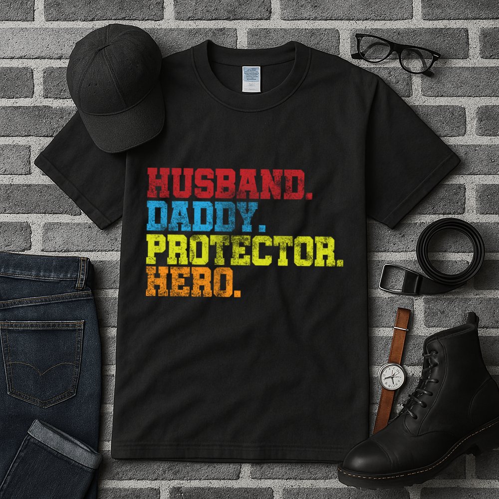 Husband Daddy Protector Hero Distressed Tall T-Shirt