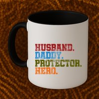 Husband Daddy Protector Hero Distressed Mug