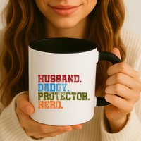 Husband Daddy Protector Hero Distressed Mug
