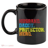 Husband Daddy Protector Hero Distressed 11oz C Handle Ceramic Mug