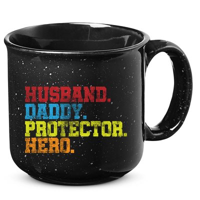 Husband Daddy Protector Hero Distressed 15oz Campfire Ceramic Mug