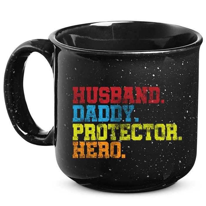 Husband Daddy Protector Hero Distressed 15oz Campfire Ceramic Mug