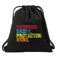 Husband Daddy Protector Hero Distressed Drawstring Bag