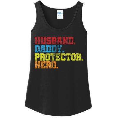 Husband Daddy Protector Hero Distressed Ladies Essential Tank