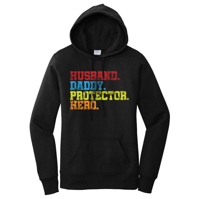 Husband Daddy Protector Hero Distressed Women's Pullover Hoodie