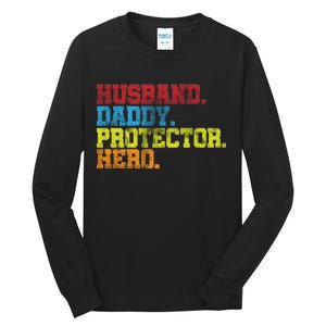 Husband Daddy Protector Hero Distressed Tall Long Sleeve T-Shirt