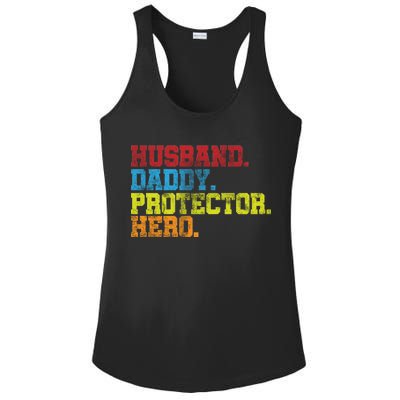 Husband Daddy Protector Hero Distressed Ladies PosiCharge Competitor Racerback Tank