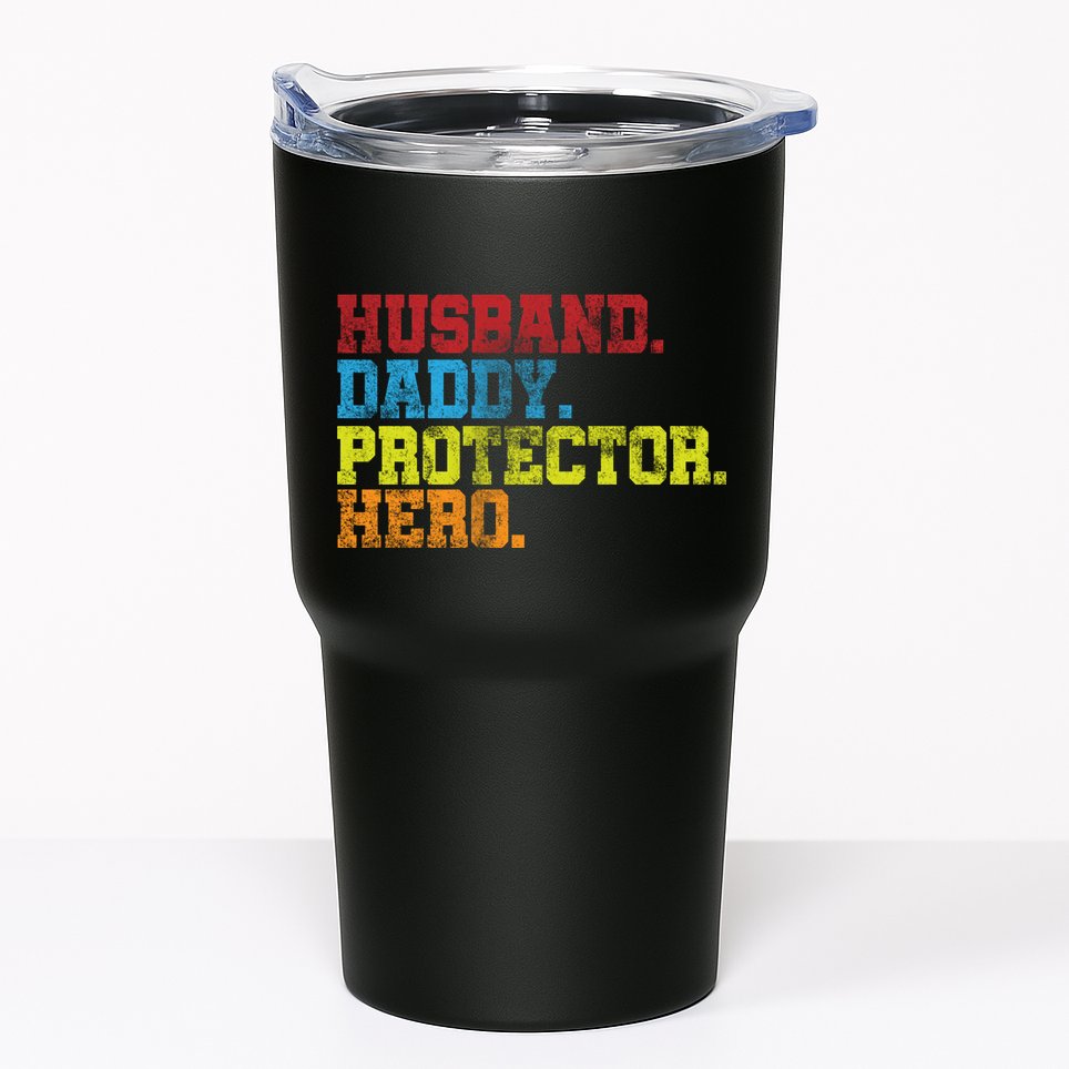 Husband Daddy Protector Hero Distressed Tumbler