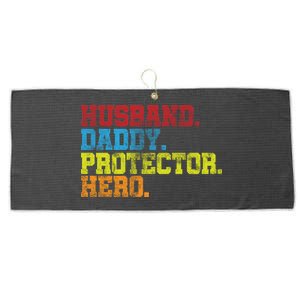 Husband Daddy Protector Hero Distressed Large Microfiber Waffle Golf Towel