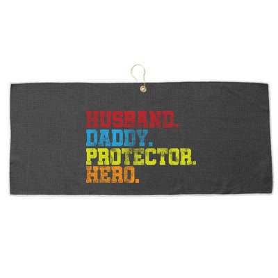 Husband Daddy Protector Hero Distressed Large Microfiber Waffle Golf Towel