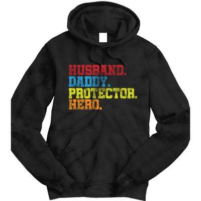 Husband Daddy Protector Hero Distressed Tie Dye Hoodie