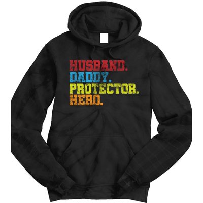 Husband Daddy Protector Hero Distressed Tie Dye Hoodie