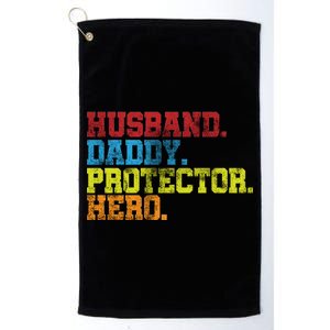 Husband Daddy Protector Hero Distressed Platinum Collection Golf Towel