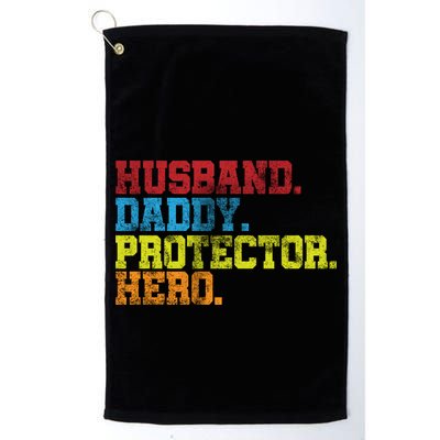 Husband Daddy Protector Hero Distressed Golf Towel