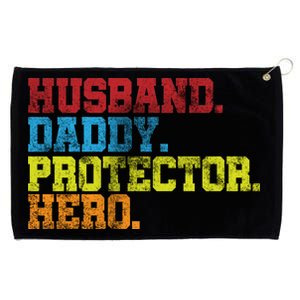 Husband Daddy Protector Hero Distressed Grommeted Golf Towel