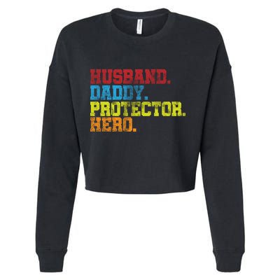 Husband Daddy Protector Hero Distressed Cropped Pullover Crew