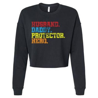 Husband Daddy Protector Hero Distressed Cropped Pullover Crew