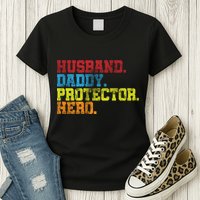 Husband Daddy Protector Hero Distressed Womens T-Shirt