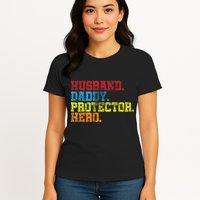 Husband Daddy Protector Hero Distressed Womens T-Shirt