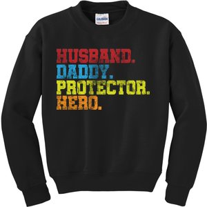 Husband Daddy Protector Hero Distressed Kids Sweatshirt