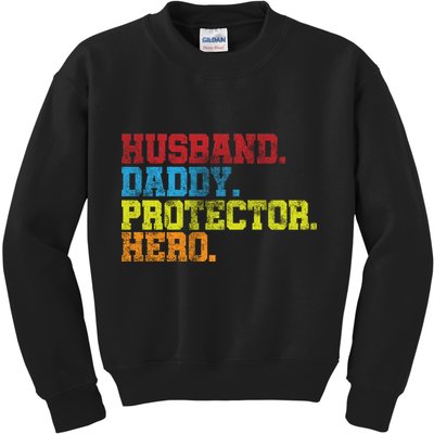 Husband Daddy Protector Hero Distressed Kids Sweatshirt