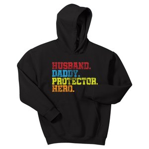 Husband Daddy Protector Hero Distressed Kids Hoodie