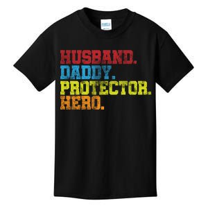 Husband Daddy Protector Hero Distressed Kids T-Shirt