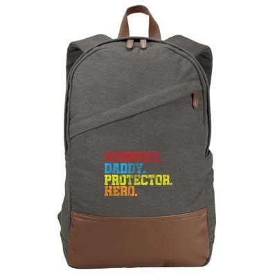 Husband Daddy Protector Hero Distressed Cotton Canvas Backpack