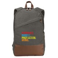 Husband Daddy Protector Hero Distressed Cotton Canvas Backpack