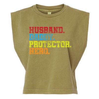 Husband Daddy Protector Hero Distressed Garment-Dyed Women's Muscle Tee