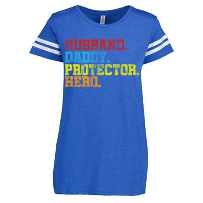 Husband Daddy Protector Hero Distressed Enza Ladies Jersey Football T-Shirt