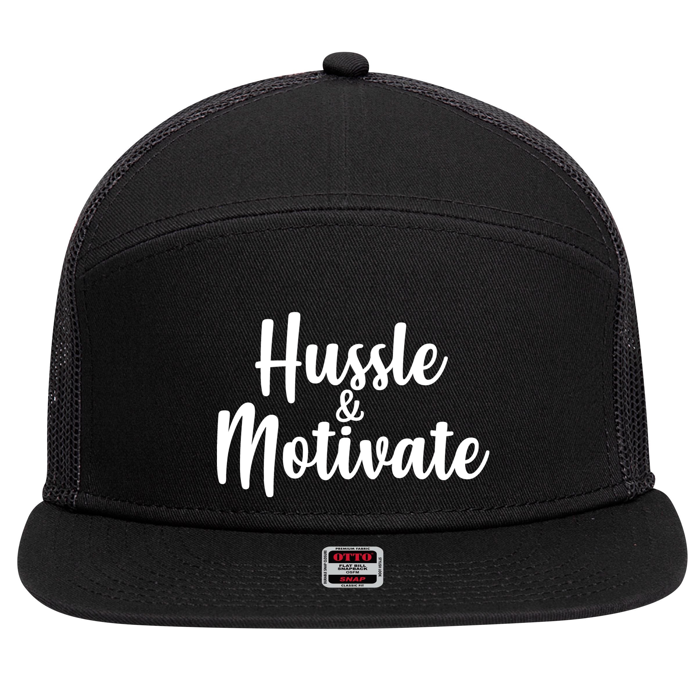 Hussle & Motivate  7 Panel Mesh Trucker Snapback Hat