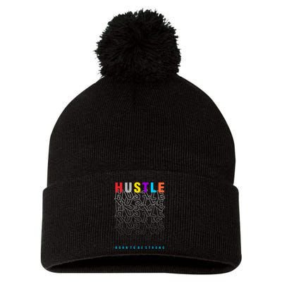Hustle Born To Be Strong Pom Pom 12in Knit Beanie