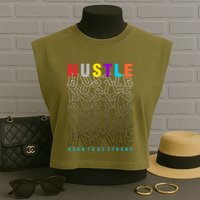 Hustle Born To Be Strong Garment-Dyed Women's Muscle Tee