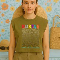 Hustle Born To Be Strong Garment-Dyed Women's Muscle Tee